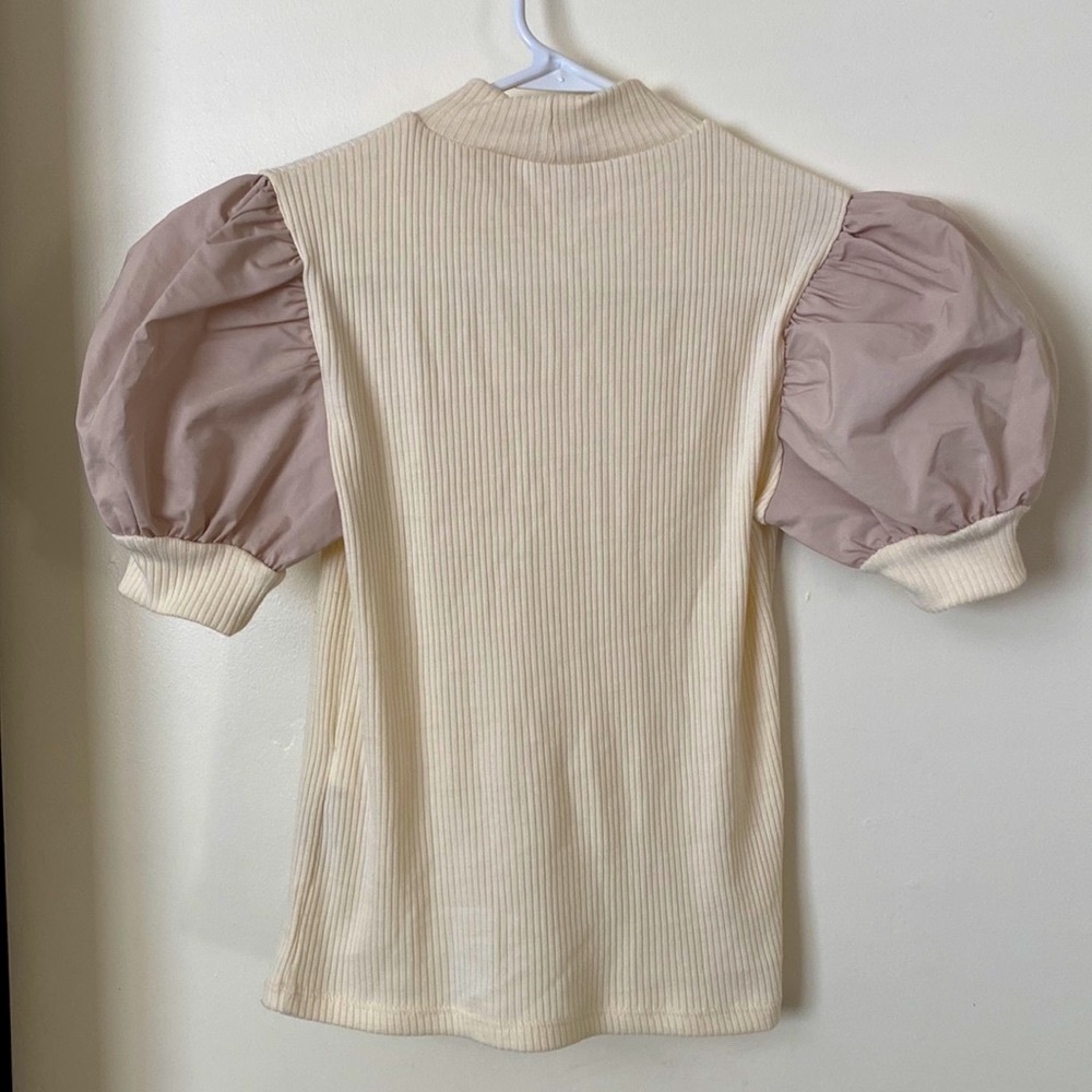 ZARA High Neck Puff Sleeve Ribbed Sweater Sz S NWOT